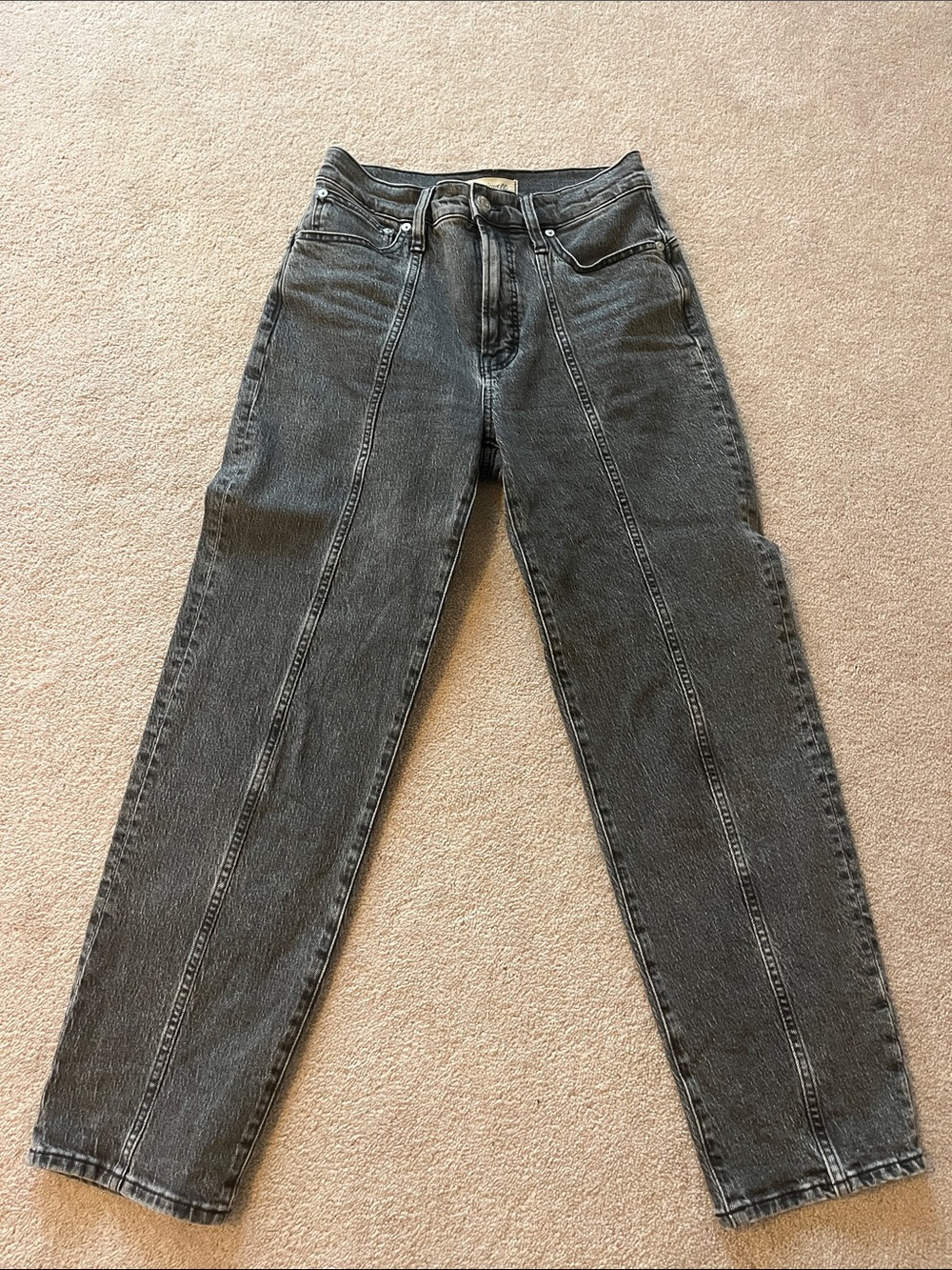 Madewell Straight Leg Jeans in Black-Grey Wash